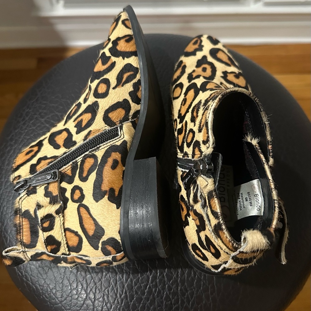 Tami Leopard Print Cow Hair Ankle Boots Animal Print Waterproof Boots! Size 6M - Picture 4 of 10